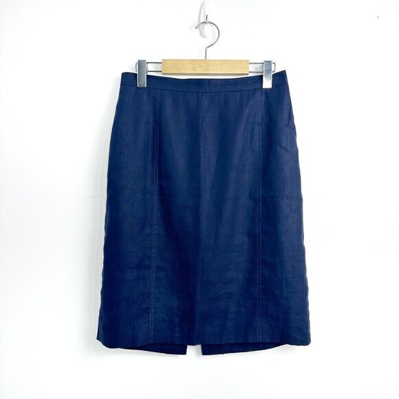 Vintage Guy Laroche Navy flax linen  pencil skirt - Picture 9 of 12